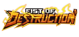 Fist of Destruction Slot Logo mit 8-Bit-Straßenkämpfern