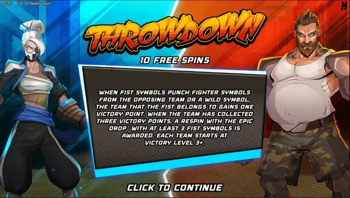 Fist of Destruction deutschland Throwdown Bonus zeigt Victory-Point-Kampf zwischen Teams